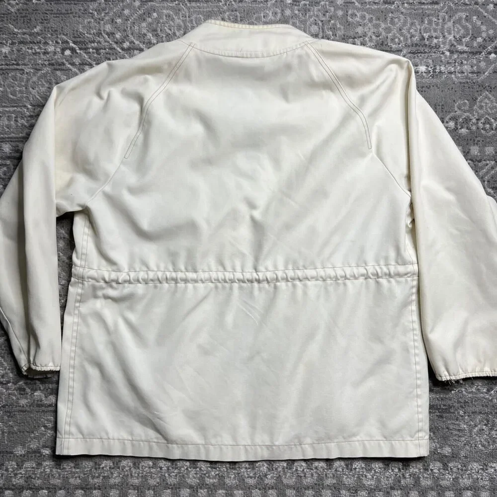 Harbor Master John Weitz Yachtsman Cloth Jacket Large Vintage Beige Zip Up READ